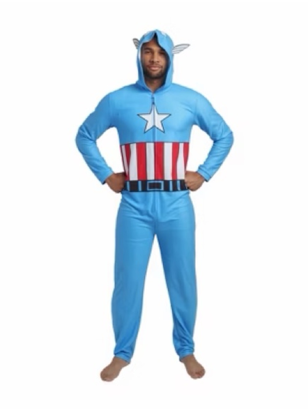Captain America Hero Adult XL Costume Hoodie Onesie